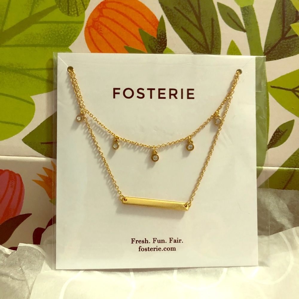 *2/$25 NIP Layered Gem Necklace by Fosterie